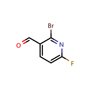 Chemical structure of 2-bromo-6-fluoro-pyridine-3-carbaldehyde , CAS 1227489-86-2, AChemBlock X183944