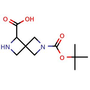 Chemical structure of 2-tert-butoxycarbonyl-2,6-diazaspiro[3.3]heptane-7-carboxylic acid , CAS 1822511-47-6, AChemBlock X183957