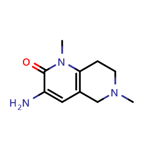 Chemical structure of 3-amino-1,6-dimethyl-7,8-dihydro-5H-1,6-naphthyridin-2-one , CAS 1483208-57-6, AChemBlock X183959