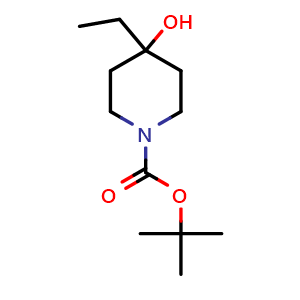 Chemical structure of tert-butyl 4-ethyl-4-hydroxy-piperidine-1-carboxylate , CAS 374794-70-4, AChemBlock X183960