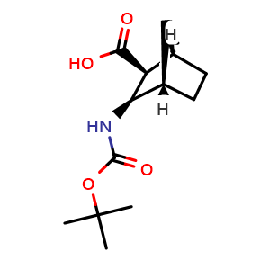 Chemical structure of (1R,2S,3R,4S)-3-(tert-butoxycarbonylamino)norbornane-2-carboxylic acid , CAS 1821718-77-7, AChemBlock X183962
