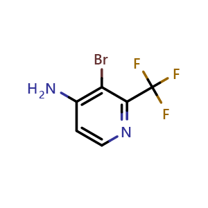 Chemical structure of 3-bromo-2-(trifluoromethyl)pyridin-4-amine , CAS 1805511-17-4, AChemBlock X183979