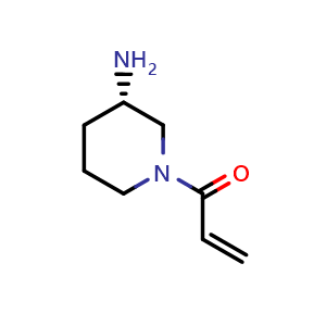 Chemical structure of 1-[(3S)-3-amino-1-piperidyl]prop-2-en-1-one , CAS 1629585-00-7, AChemBlock X184007