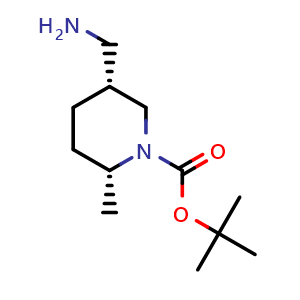 Chemical structure of tert-butyl (2R,5R)-5-(aminomethyl)-2-methyl-piperidine-1-carboxylate , CAS 2350902-18-8, AChemBlock X184026