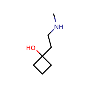 Chemical structure of 1-[2-(methylamino)ethyl]cyclobutanol , CAS 1556702-67-0, AChemBlock X184045