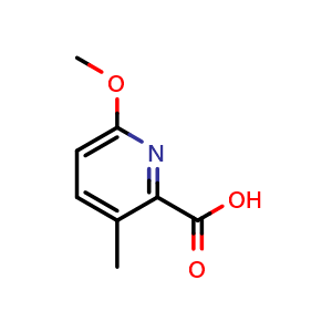Chemical structure of 6-methoxy-3-methyl-pyridine-2-carboxylic acid , CAS 1211579-02-0, AChemBlock X184059