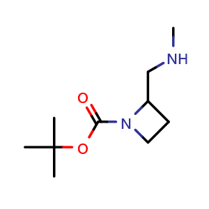 Chemical structure of tert-butyl 2-(methylaminomethyl)azetidine-1-carboxylate , CAS 1784070-98-9, AChemBlock X184068