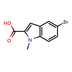 Chemical structure of 5-bromo-1-methyl-indole-2-carboxylic acid , CAS 90766-47-5, AChemBlock X184075