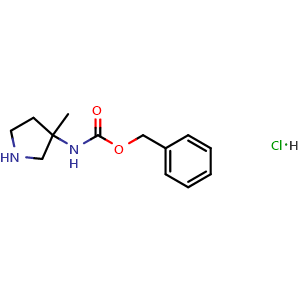 Chemical structure of benzyl N-(3-methylpyrrolidin-3-yl)carbamate;hydrochloride , CAS 1951441-24-9, AChemBlock X184086