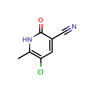 Chemical structure of 5-chloro-6-methyl-2-oxo-1H-pyridine-3-carbonitrile , CAS 1163297-82-2, AChemBlock X184090
