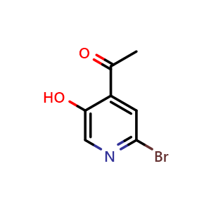 Chemical structure of 1-(2-bromo-5-hydroxy-4-pyridyl)ethanone , CAS 1196152-59-6, AChemBlock X184098
