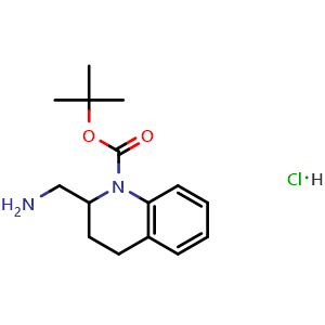 Chemical structure of tert-butyl 2-(aminomethyl)-3,4-dihydro-2H-quinoline-1-carboxylate;hydrochloride , CAS 1159826-22-8, AChemBlock X184099