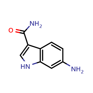 Chemical structure of 6-amino-1H-indole-3-carboxamide , CAS 1249460-91-0, AChemBlock X184111