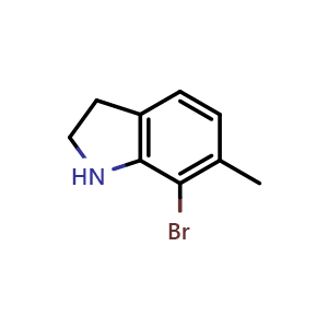 Chemical structure of 7-bromo-6-methyl-indoline , CAS 1388051-70-4, AChemBlock X184116