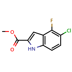 Chemical structure of methyl 5-chloro-4-fluoro-1H-indole-2-carboxylate , CAS 480450-89-3, AChemBlock X184143