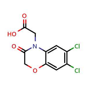 Chemical structure of 2-(6,7-dichloro-3-oxo-1,4-benzoxazin-4-yl)acetic acid , CAS 1003872-84-1, AChemBlock X184179