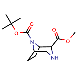 Chemical structure of O8-tert-butyl O2-methyl 3,8-diazabicyclo[3.2.1]octane-2,8-dicarboxylate , CAS 1822524-92-4, AChemBlock X184181