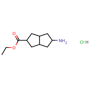 Chemical structure of ethyl 5-amino-1,2,3,3a,4,5,6,6a-octahydropentalene-2-carboxylate;hydrochloride , CAS 1823893-35-1, AChemBlock X184182