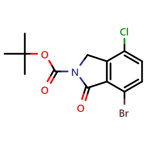 Chemical structure of tert-butyl 7-bromo-4-chloro-1-oxo-isoindoline-2-carboxylate , CAS 2628351-94-8, AChemBlock X184189