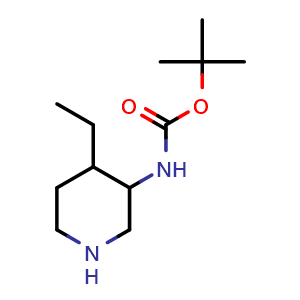 Chemical structure of tert-butyl N-(4-ethyl-3-piperidyl)carbamate , CAS 1780943-71-6, AChemBlock X184195