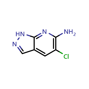 Chemical structure of 5-chloro-1H-pyrazolo[3,4-b]pyridin-6-amine , CAS 1710293-78-9, AChemBlock X184196