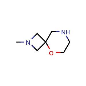 Chemical structure of 2-methyl-5-oxa-2,8-diazaspiro[3.5]nonane , CAS 1366647-33-7, AChemBlock X184198