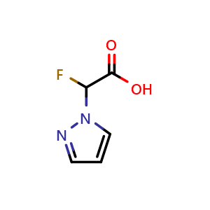Chemical structure of 2-fluoro-2-pyrazol-1-yl-acetic acid , CAS 1536670-72-0, AChemBlock X184203