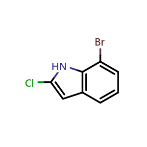 Chemical structure of 7-bromo-2-chloro-1H-indole , CAS 1782043-07-5, AChemBlock X184214