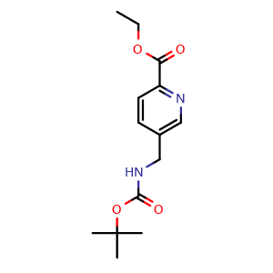 Chemical structure of ethyl 5-[(tert-butoxycarbonylamino)methyl]pyridine-2-carboxylate , CAS 864263-59-2, AChemBlock X184221