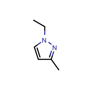 Chemical structure of 1-ethyl-3-methyl-pyrazole , CAS 30433-57-9, AChemBlock X184235