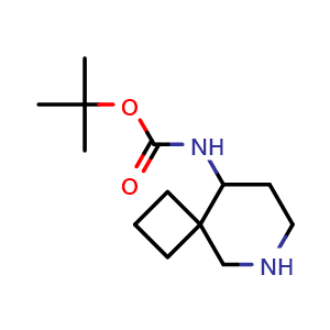 Chemical structure of tert-butyl N-(6-azaspiro[3.5]nonan-9-yl)carbamate , CAS 1369342-39-1, AChemBlock X184238