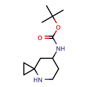 Chemical structure of tert-butyl N-(4-azaspiro[2.5]octan-7-yl)carbamate , CAS 2503203-87-8, AChemBlock X184244