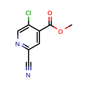 Chemical structure of methyl 5-chloro-2-cyano-pyridine-4-carboxylate , CAS 1804873-42-4, AChemBlock X184255