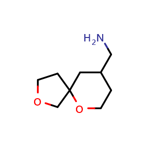 Chemical structure of 2,6-dioxaspiro[4.5]decan-9-ylmethanamine , CAS 1466239-93-9, AChemBlock X184258