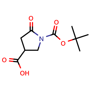 Chemical structure of 1-tert-butoxycarbonyl-5-oxo-pyrrolidine-3-carboxylic acid , CAS 1782397-42-5, AChemBlock X184259