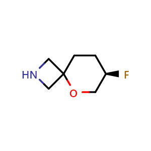 Chemical structure of (7R)-7-fluoro-5-oxa-2-azaspiro[3.5]nonane , CAS 2403799-79-9, AChemBlock X184276