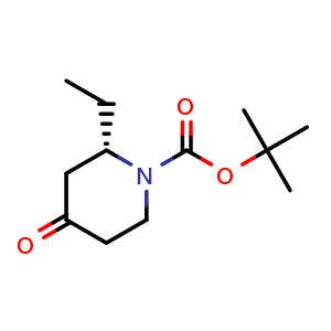 Chemical structure of tert-butyl (2S)-2-ethyl-4-oxo-piperidine-1-carboxylate , CAS 1292324-60-7, AChemBlock X184290