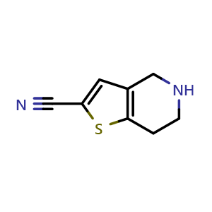 Chemical structure of 4,5,6,7-tetrahydrothieno[3,2-c]pyridine-2-carbonitrile , CAS 1013210-85-9, AChemBlock X184311