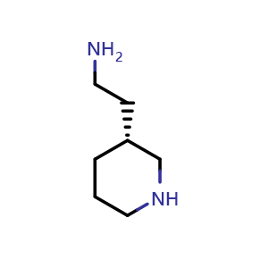 Chemical structure of 2-[(3R)-3-piperidyl]ethanamine , CAS 1393897-36-3, AChemBlock X184322
