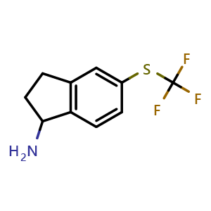 Chemical structure of 5-(trifluoromethylsulfanyl)indan-1-amine , CAS 1273611-85-0, AChemBlock X184323