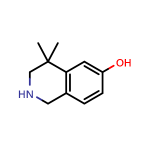 Chemical structure of 4,4-dimethyl-2,3-dihydro-1H-isoquinolin-6-ol , CAS 62245-16-3, AChemBlock X184340