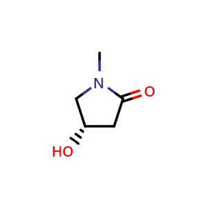 Chemical structure of (4S)-4-hydroxy-1-methyl-pyrrolidin-2-one , CAS 141629-21-2, AChemBlock X184348