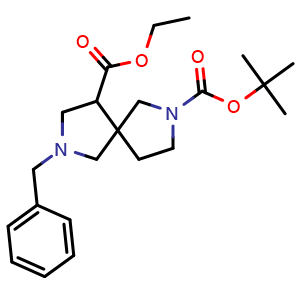 Chemical structure of O7-tert-butyl O4-ethyl 2-benzyl-2,7-diazaspiro[4.4]nonane-4,7-dicarboxylate , CAS 2089649-33-0, AChemBlock X184354