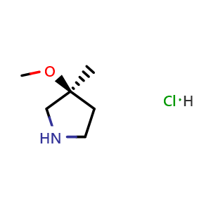 Chemical structure of (3S)-3-methoxy-3-methyl-pyrrolidine;hydrochloride , CAS 2416991-44-9, AChemBlock X184360