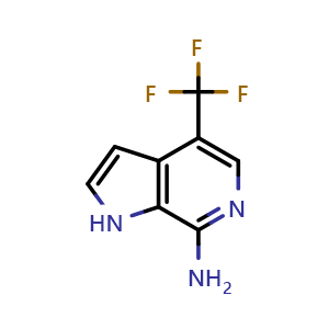 Chemical structure of 4-(trifluoromethyl)-1H-pyrrolo[2,3-c]pyridin-7-amine , CAS 1260384-31-3, AChemBlock X184369