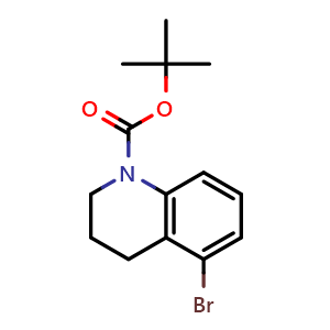 Chemical structure of tert-butyl 5-bromo-3,4-dihydro-2H-quinoline-1-carboxylate , CAS 1706449-47-9, AChemBlock X184375