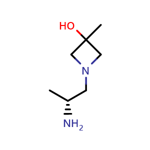 Chemical structure of 1-[(2R)-2-aminopropyl]-3-methyl-azetidin-3-ol , CAS 2290984-40-4, AChemBlock X184388