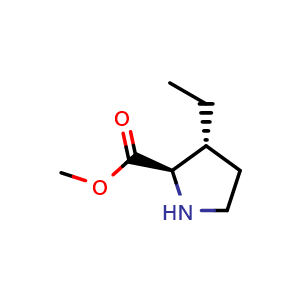 Chemical structure of methyl (2R,3R)-3-ethylpyrrolidine-2-carboxylate , CAS 1932094-64-8, AChemBlock X184408