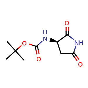 Chemical structure of tert-butyl N-[(3R)-2,5-dioxopyrrolidin-3-yl]carbamate , CAS 163929-77-9, AChemBlock X184422