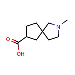 Chemical structure of 2-methyl-2-azaspiro[4.4]nonane-8-carboxylic acid , CAS 1420853-98-0, AChemBlock X184428